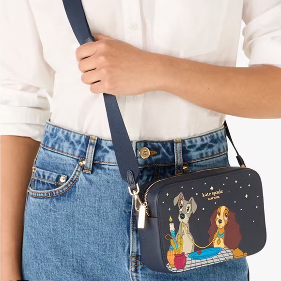 ♠️kate spade X Disney Lady and the Tramp Camera Crossbody Bag, Parisian Blue NWT - Picture 2 of 14